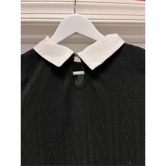 Wednesday Adams Black & White Knit Dress sz M EUC - Picture 4 of 7